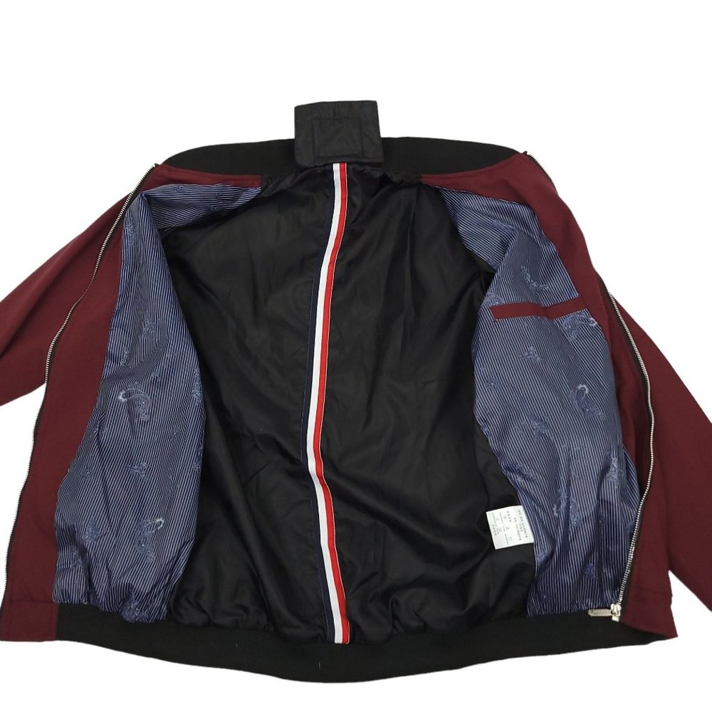 Sandbank Front Zip Lined Golf Windbreaker Mens Size M Maroon Black Lightweight - Picture 3 of 12